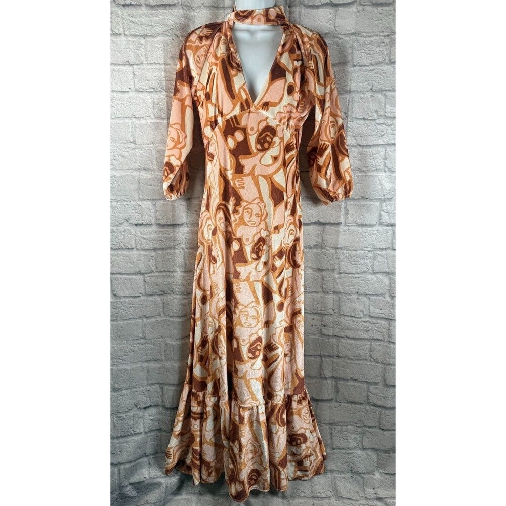 Dazey LA x Free People Velvet Retro Midi Dress Size Medium Nude Boobies